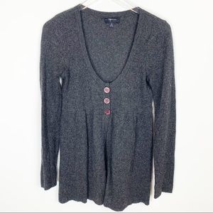 Aqua | Bloomingdales Charcoal Gray 100% Cashmere Knit Button Sweater